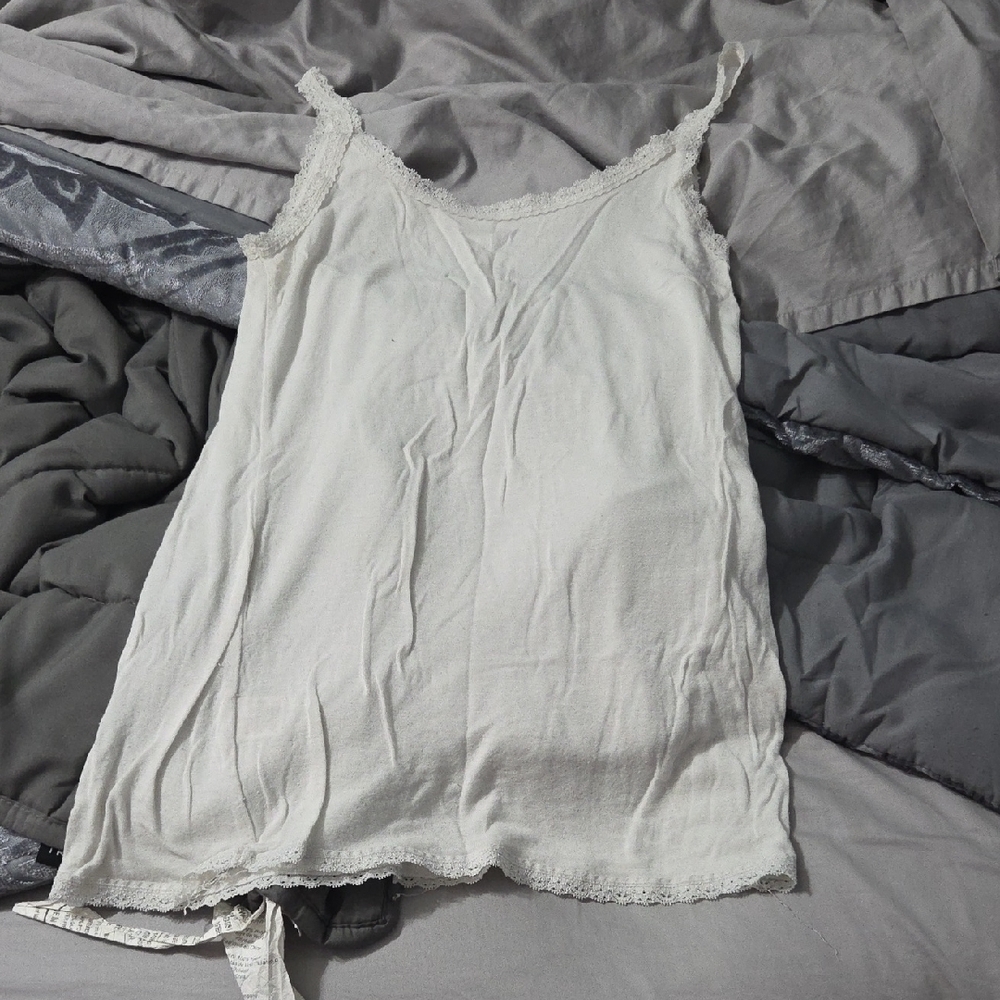 White Lace Trim Cami Top